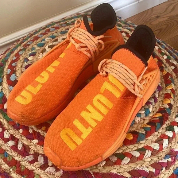 Adidas Pharrell Ubuntu NMD Hu  Bright Orange Sneakers - Picture 1 of 7